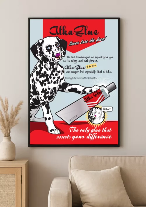 Couleurs franches, typographie rétro et humour décalé font de ce visuel un must-have pour les amateurs d’art pop et d’objets de collection.